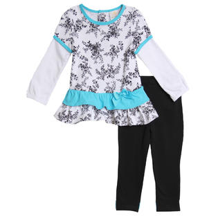 Absorba Infant Baby Girls 2 Piece Layered Tunic Top Black Leggings Set Absorba Infant Baby Girls 2 Piece Layered Tunic Top Black Leggings Set
