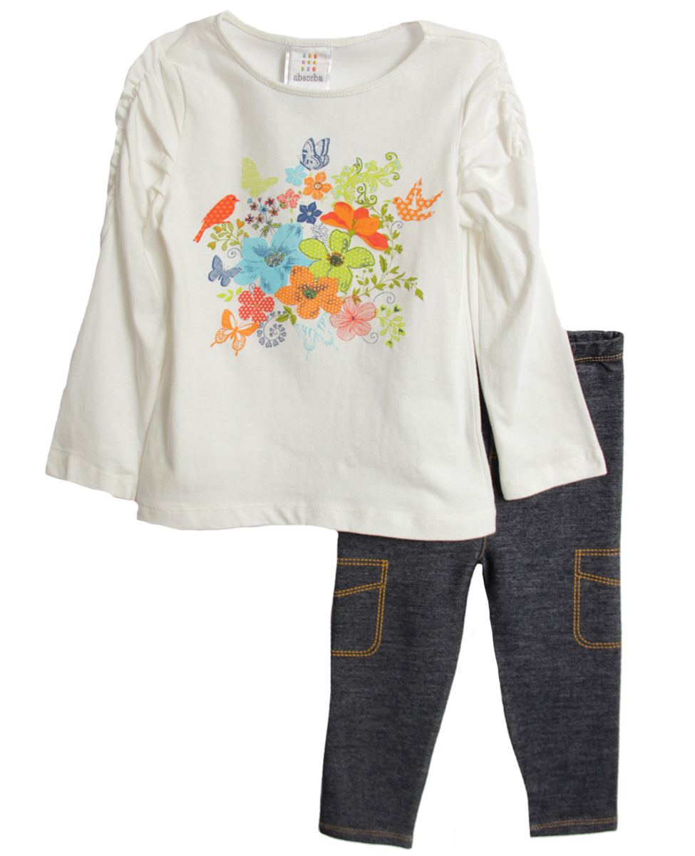Absorba Infant Baby Girls 2 Piece Floral Top Jeggings Leggings Set Absorba Infant Baby Girls 2 Piece Floral Top Jeggings Leggings Set