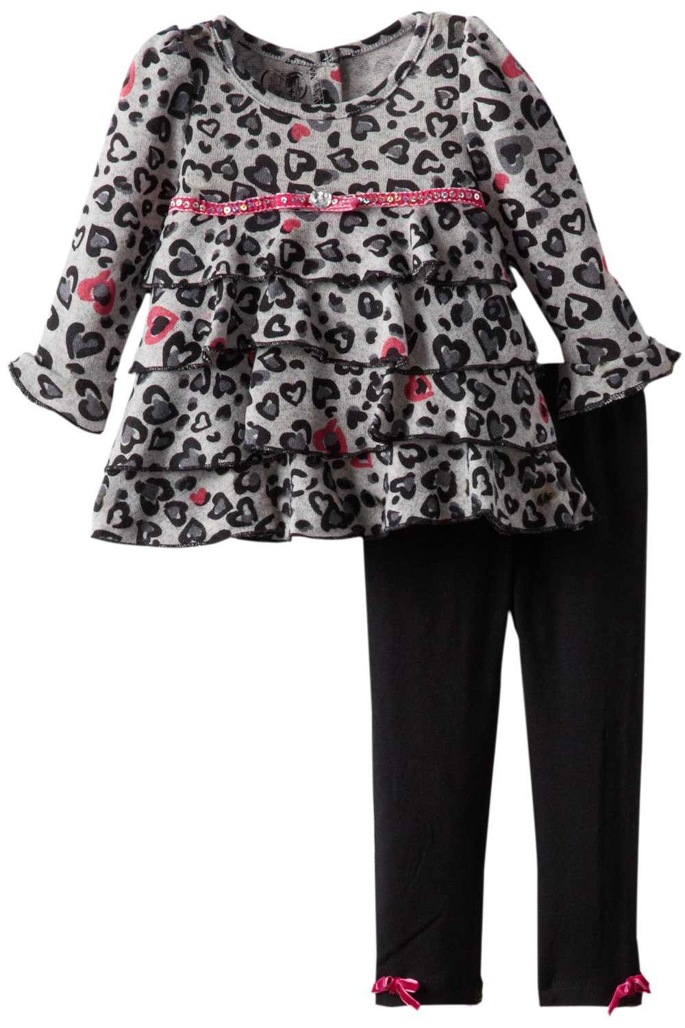 Young Hearts Infant Baby Girls 2 Piece Leopard Print Top Black Leggings Set Young Hearts Infant Baby Girls 2 Piece Leopard Print Top Black Leggings Set