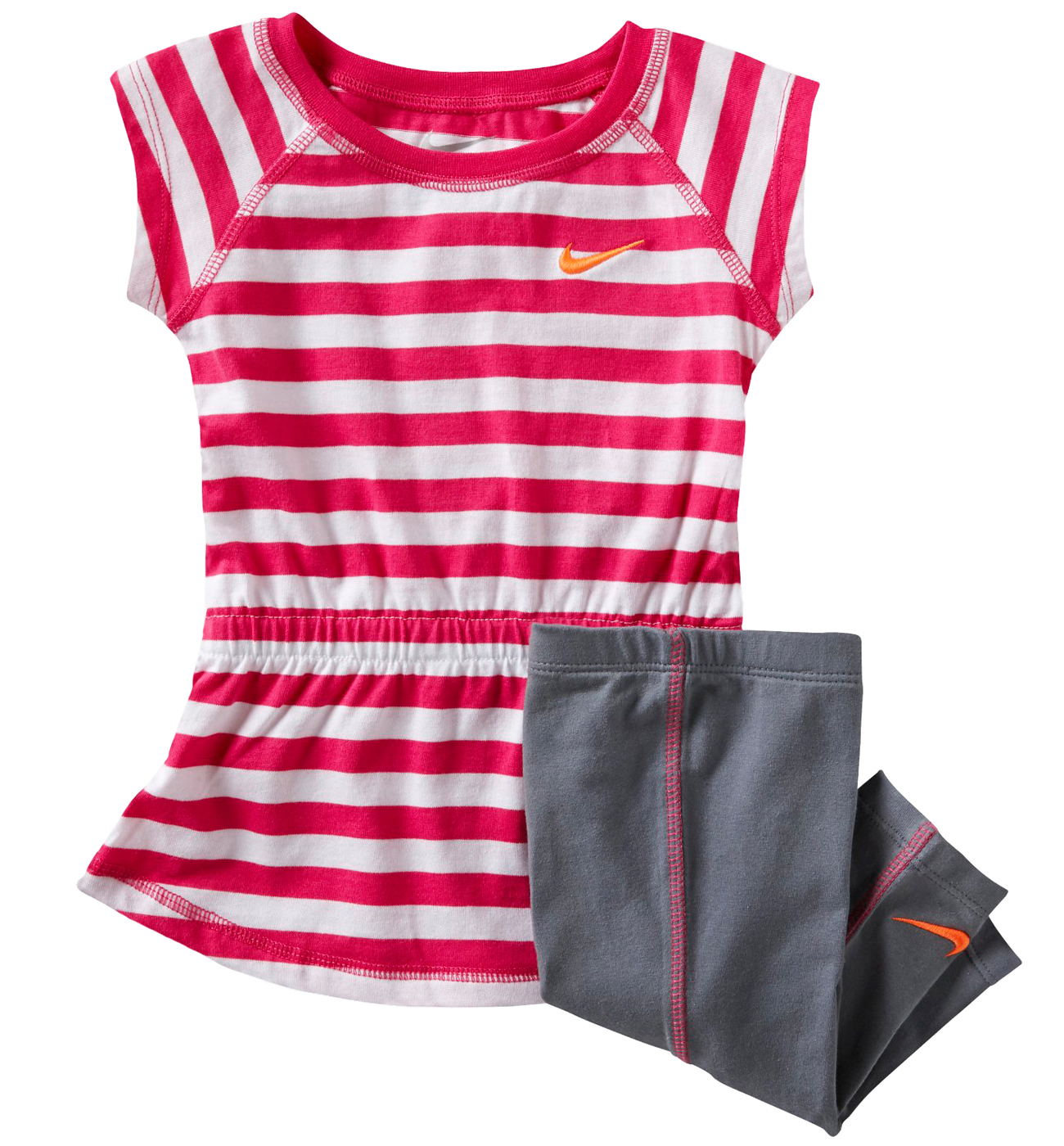 Nike Nike Infant Baby Girls 2 Piece Pink Striped Top Athletic Capri Leggings Set Nike Nike Infant Baby Girls 2 Piece Pink Striped Top Athletic Capri Leggings Set