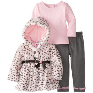 Peanut Buttons Peanut Buttons Newborn Baby Girls 3 Piece Pink Faux Fur Coat Gray Leggings Set Peanut Buttons Peanut Buttons Newborn Baby Girls 3 Piece Pink Faux Fur Coat Gray Leggings Set