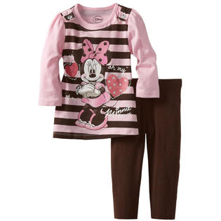 Disney Infant Baby Girls 2 Piece Pink Minnie Mouse Tunic Top Leggings Set Disney Infant Baby Girls 2 Piece Pink Minnie Mouse Tunic Top Leggings Set