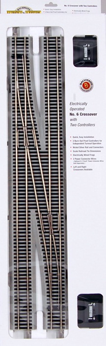 Bachmann Trains Bachmann HO Scale Train E-Z Track System Nickel Silver/Gray #6 Remote Crossover Turnout Left 44575 at Sears.com