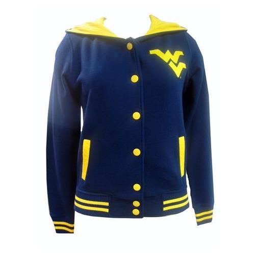 E5 West Virginia Mountaineers Ladies Button Up Hooded Jacket E5 West Virginia Mountaineers Ladies Button Up Hooded Jacket