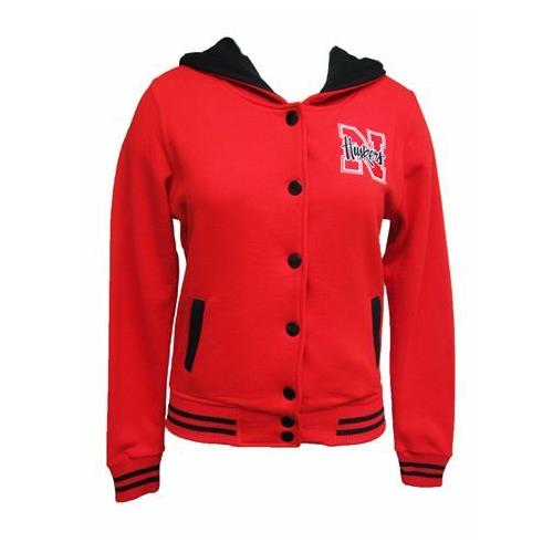 E5 Nebraska Cornhuskers Ladies Button Up Hooded Jacket E5 Nebraska Cornhuskers Ladies Button Up Hooded Jacket