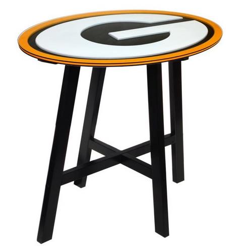 Fan Creations Green Bay Packers Wooden Pub Table With Glass Top Fan Creations Green Bay Packers Wooden Pub Table With Glass Top