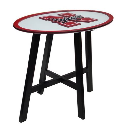 Fan Creations Nebraska Cornhuskers Wooden Pub Table With Glass Top Fan Creations Nebraska Cornhuskers Wooden Pub Table With Glass Top