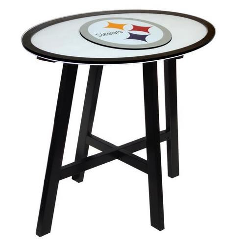 Fan Creations Pittsburgh Steelers Wooden Pub Table With Glass Top Fan Creations Pittsburgh Steelers Wooden Pub Table With Glass Top