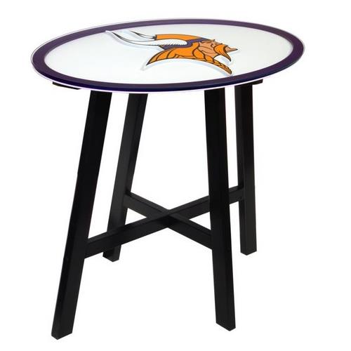 Fan Creations Minnesota Vikings Wooden Pub Table With Glass Top Fan Creations Minnesota Vikings Wooden Pub Table With Glass Top