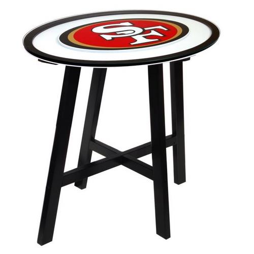 Fan Creations San Francisco 49ers Wooden Pub Table With Glass Top Fan Creations San Francisco 49ers Wooden Pub Table With Glass Top