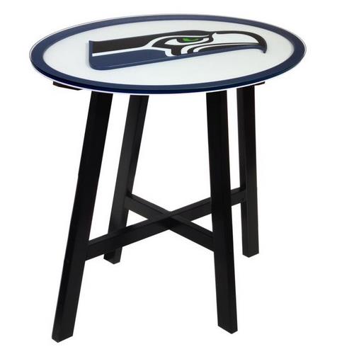 Fan Creations Seattle Seahawks Wooden Pub Table With Glass Top Fan Creations Seattle Seahawks Wooden Pub Table With Glass Top