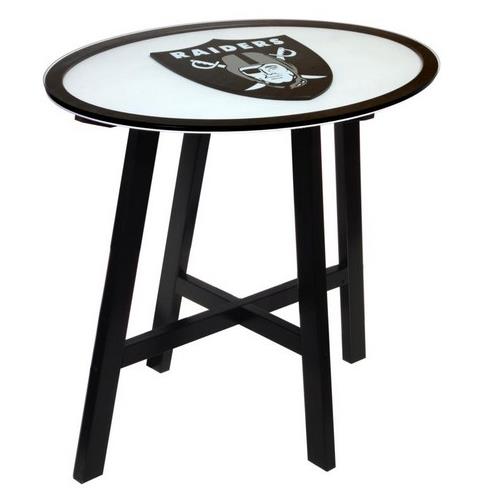 Fan Creations Oakland Raiders Wooden Pub Table With Glass Top Fan Creations Oakland Raiders Wooden Pub Table With Glass Top