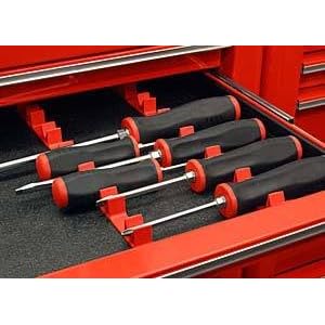 ERNST MANUFACTURING 6040 Red 14 Tool LowProfile Screwdriver Rail Organizer