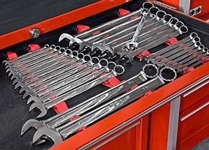 ERNST MANUFACTURING 6050 Red 30 Tool No-Slip LowProfile Wrench Rail Organizer