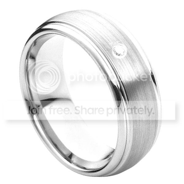 Forever Flawless 8mm Brushed and High Polished Step Edge 0.04 ct. Genuine White Diamond Solitaire Comfort Fit Cobalt Wedding Band at Sears.com