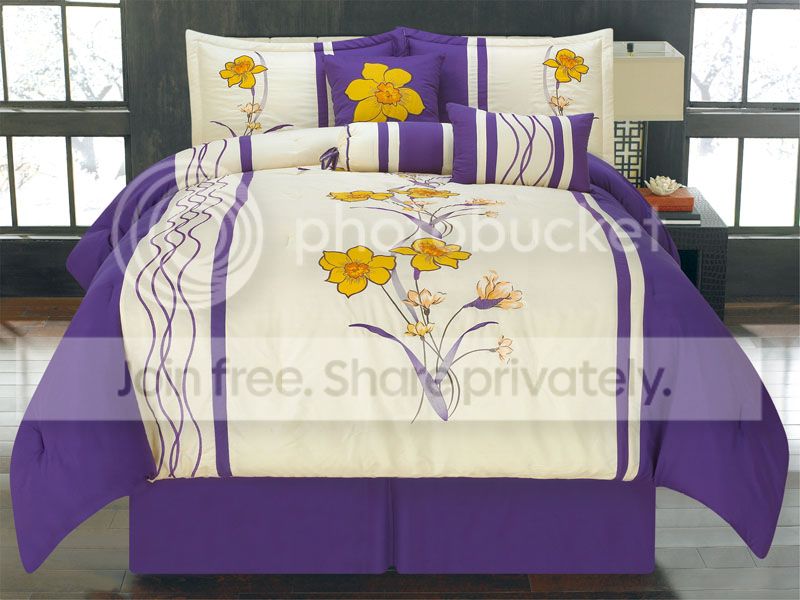 Grand Bedding Purple  Azalea Floral Embroidered Bedding 7PC Comforter Set at Sears.com