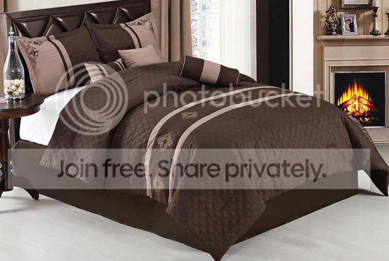 Grand Bedding Brown Embroidered Medallion Quilted 7pc Comforter Set at Sears.com