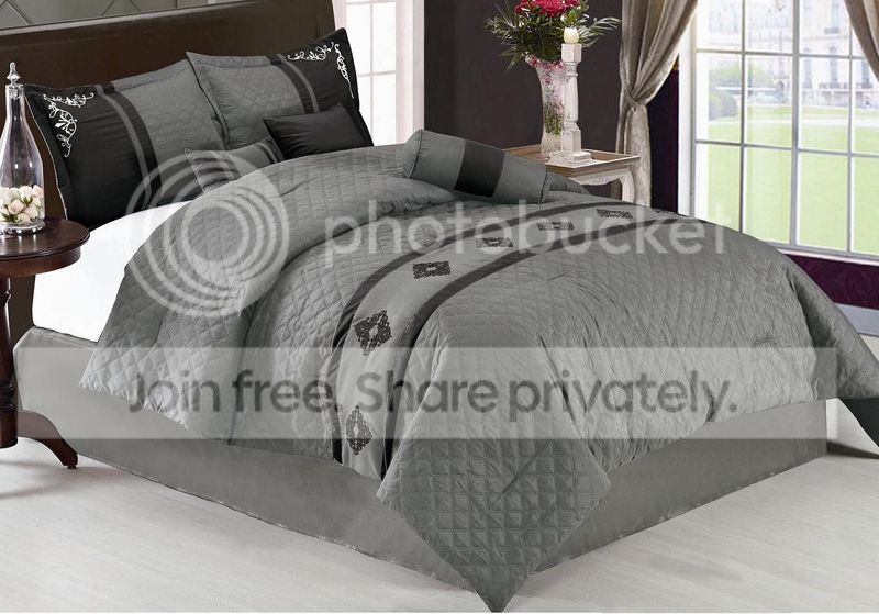 Grand Bedding Grey Embroidered Medallion Quilted 7pc Comforter Set at Sears.com
