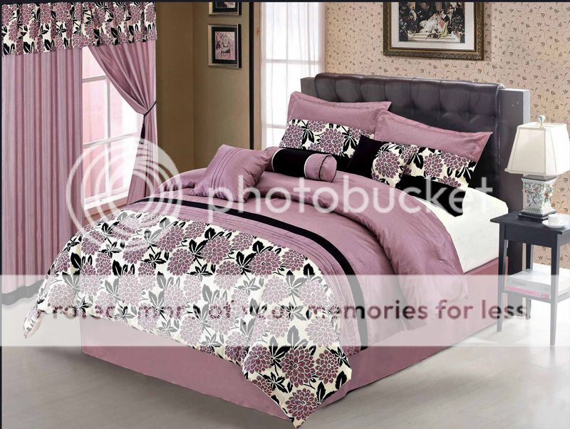 Grand Bedding Floral Purple and Black Dahlia 7pc Comforter Set Bed in a Bag Bedding Set at Sears.com