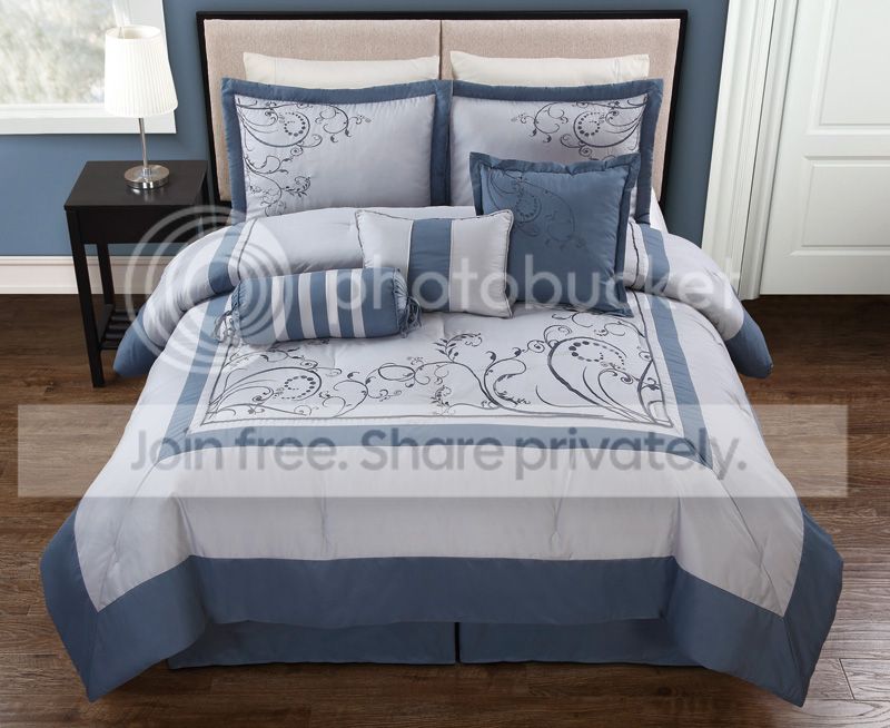 Grand Bedding Nala Blue and Gray Embroidered 7pc Comforter Set at Sears.com
