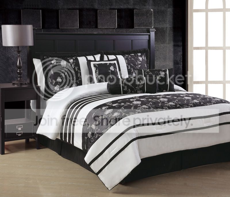 Grand Bedding Ava Black and White Embroidered 7pc Comforter Set at Sears.com