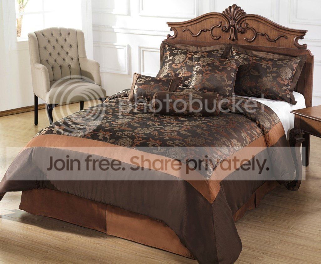 Grand Bedding Chocolate Jacquard Floral Rust 7pc Comforter Set Bed-in-a-bag at Sears.com