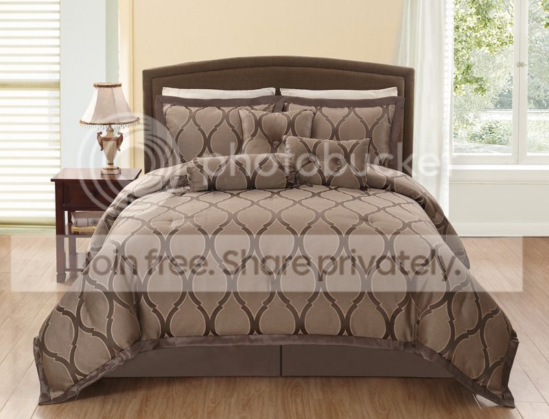 Grand Bedding CassayTaupe/Chocolate Jacquard Geometric  7pc Comforter Set at Sears.com