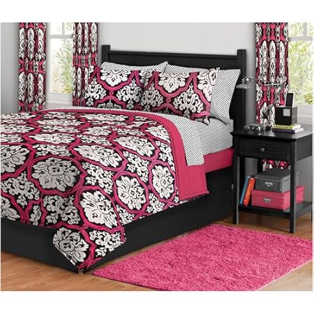 Girls Home Girls Pink & Black Polka Dot Damask Twin Comforter Set (6 Piece Bed In A Bag) at Sears.com