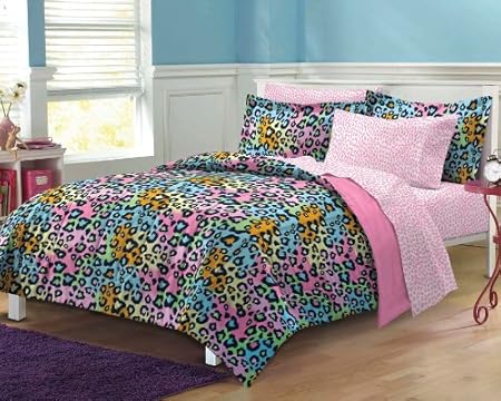 Kids Bedding Rainbow Leopard Girls Full Comforter Set (7 Piece Bed In A Bag) at Sears.com