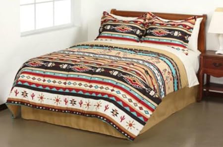 Aztec Southwest Turquoise Tan Red Native American Full Comforter Set (8 Piece Bed In A Bag) at Sears.com
