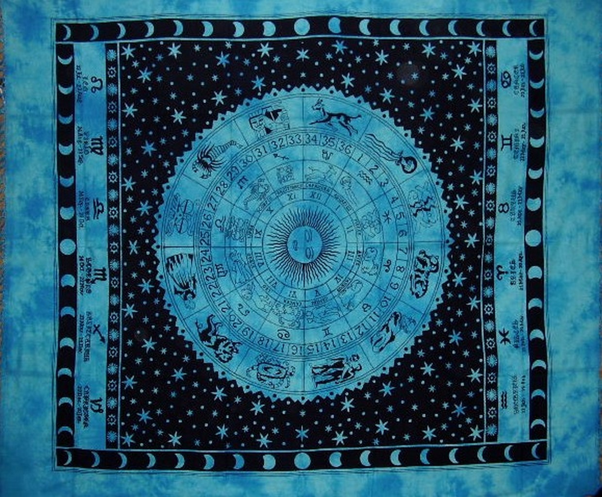 Textiles of India Astrological Tapestry-Spread-Throw-Coverlet-Zodiac-82" x 92"-Turquoise at Sears.com