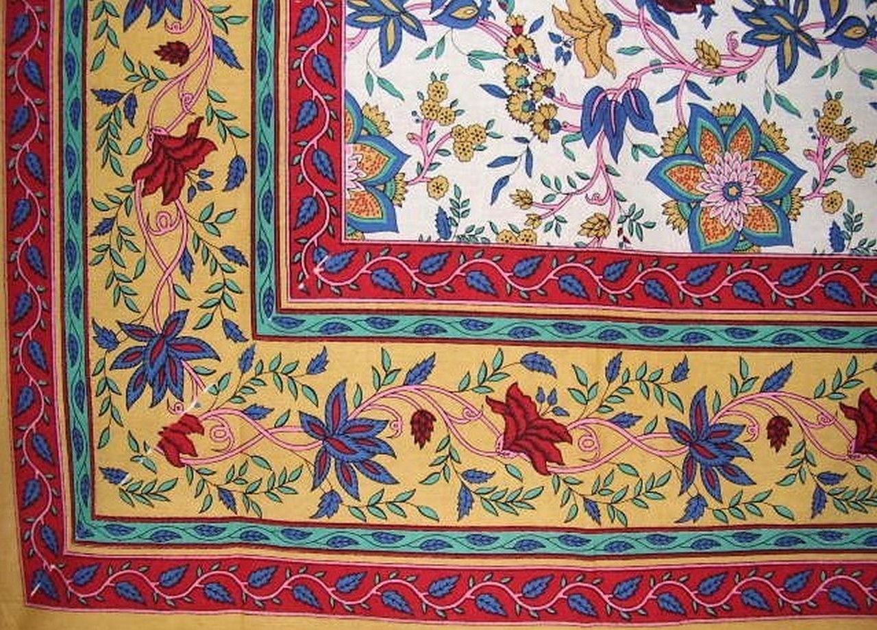 Textiles of India Floral Print Tapestry-Bedspread-Many Uses-Amber-90 x 87 at Sears.com