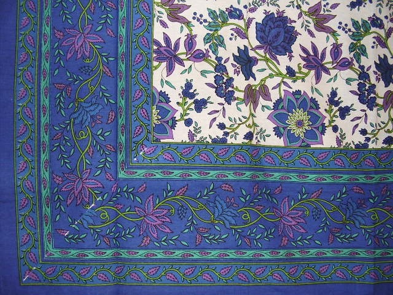 Textiles of India Floral Print Tapestry-Bedspread-Many Uses-Blue-90 x 87 at Sears.com