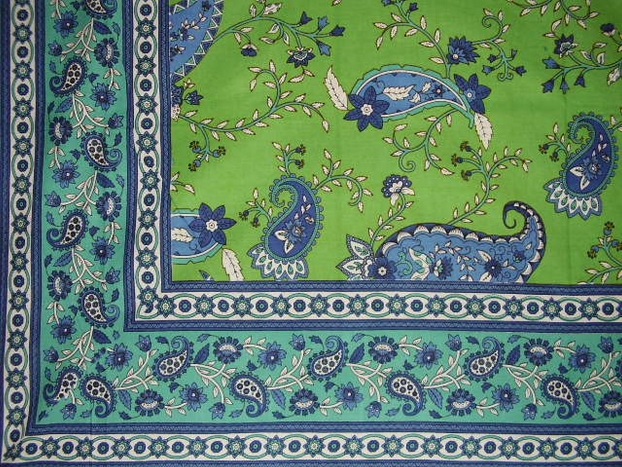 Textiles of India Paisley Print Tapestry-Cotton Spread-Many Uses-Green-90 x 87 at Sears.com