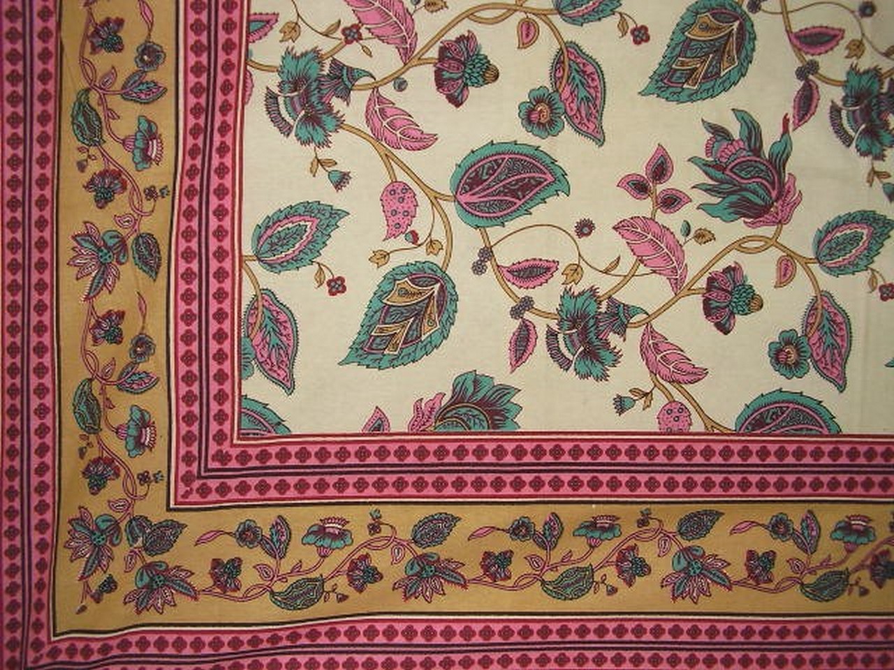 Textiles of India Turkish Floral Print Tapestry-Cotton Spread-Amber Gold-90 x 87 at Sears.com