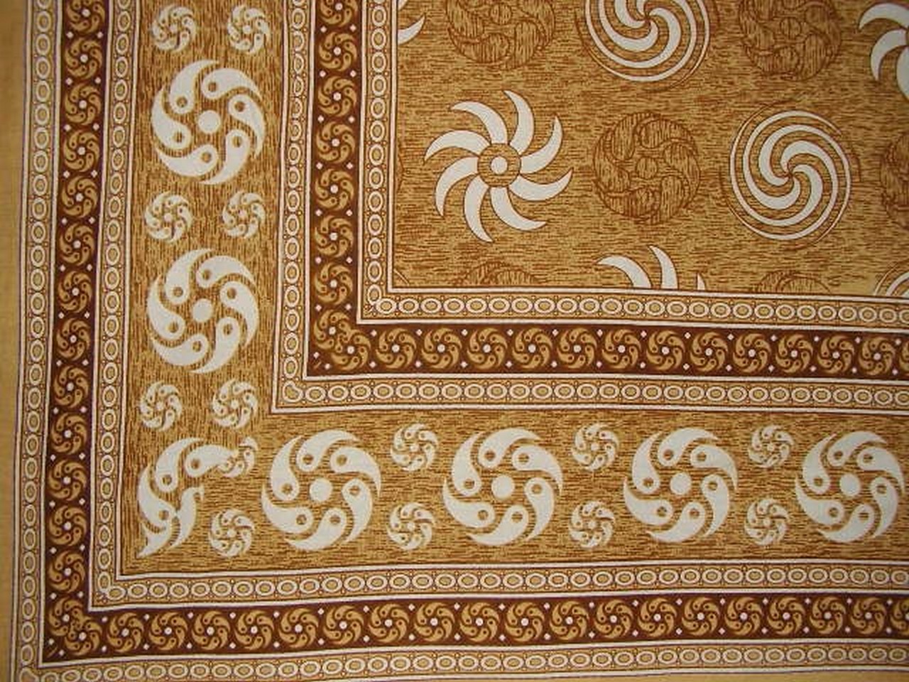 Textiles of India Pinwheel Print Tapestry-Spread-Coverlet-Throw-Tan-90 x 87 at Sears.com