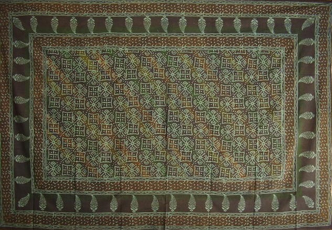 Textiles of India Block Print Indian Tapestry Wall Hang or Spread-104 x 72-Green at Sears.com