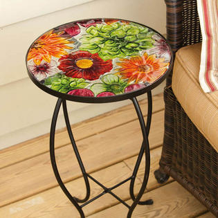 Evergreen Summer Splash Round Glass Table Evergreen Summer Splash Round Glass Table