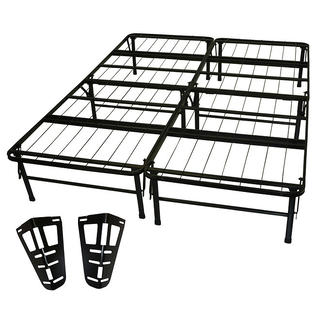 GreenHome123 Queen size Steel Folding Metal Platform Bed Frame with Headboard Brackets GreenHome123 Queen size Steel Folding Metal Platform Bed Frame with Headboard Brackets