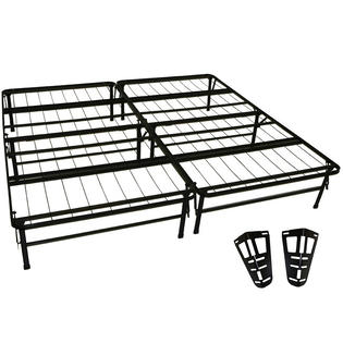 GreenHome123 King size Steel Platform Bed Frame with Headboard Brackets GreenHome123 King size Steel Platform Bed Frame with Headboard Brackets