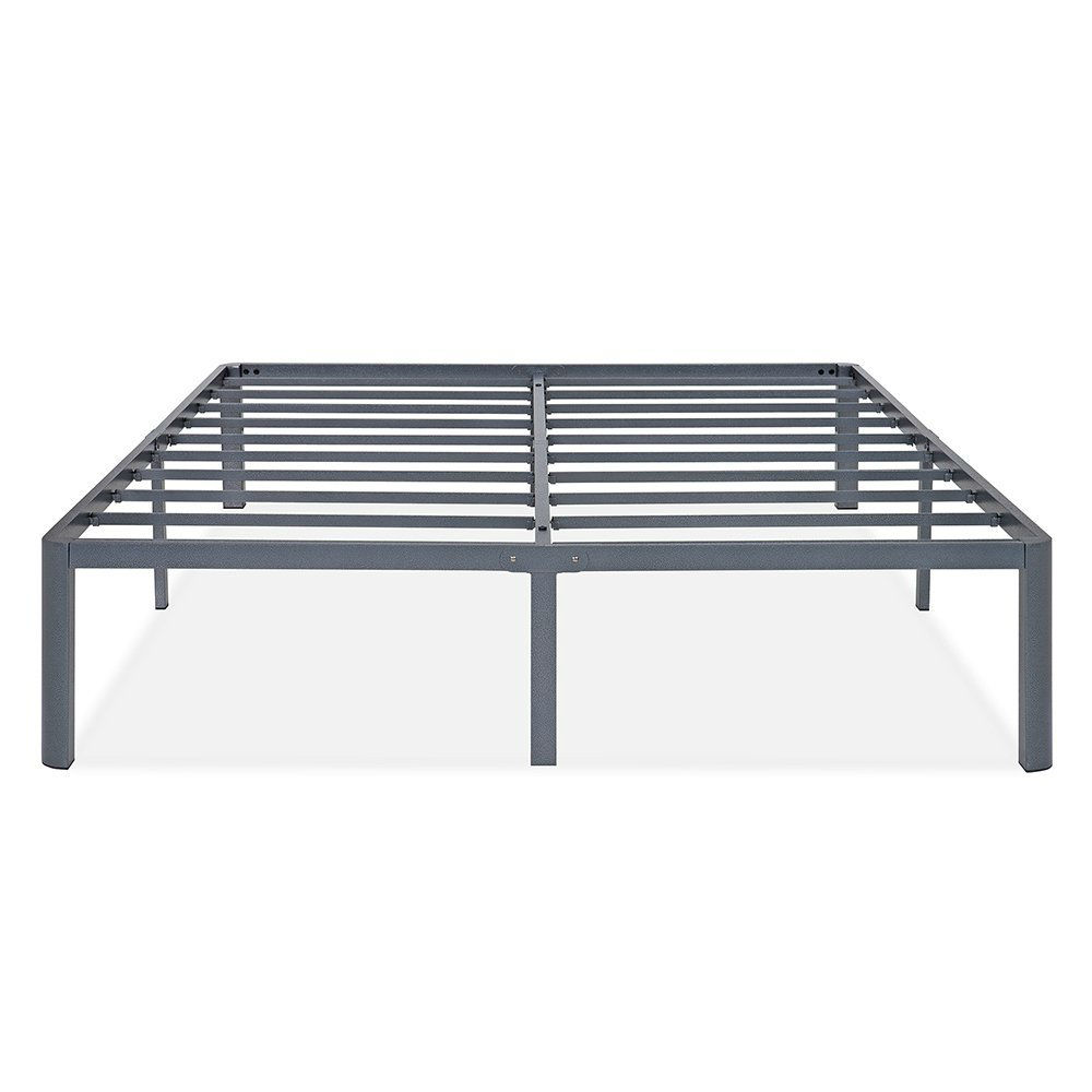 Greenhome123 Heavy Duty Round Edge Grey Metal Platform Bed Frame