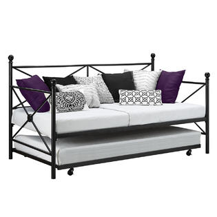greenhome123 twin size modern daybed and roll out trundle bed frame in black metal finish - Rolling Bed Frame greenhome123 twin size modern daybed and roll out trundle bed frame in black metal finish - Rolling Bed Frame