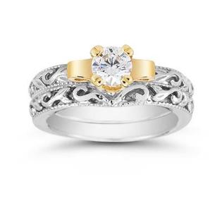 Apples of Gold 1 Carat Art Deco Diamond Bridal Set Apples of Gold 1 Carat Art Deco Diamond Bridal Set