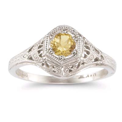Apples of Gold Enchanted Citrine Ring in 14K White Gold at Sears.com
