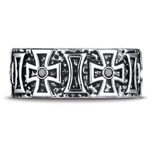Apples of Gold Mens Cobalt Maltese Black Diamond Cross Ring Apples of Gold Mens Cobalt Maltese Black Diamond Cross Ring