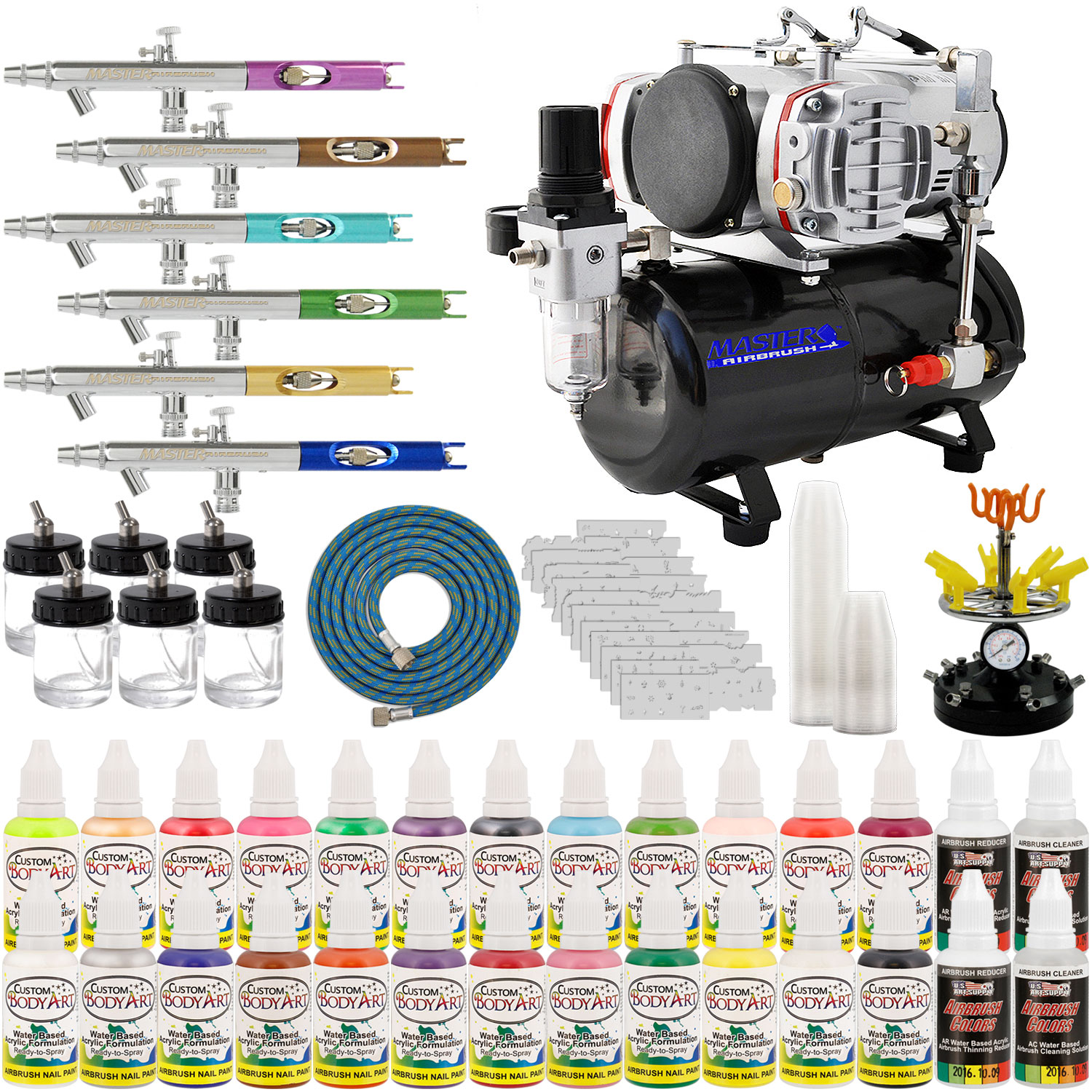 TCP GLOBAL CORP 6 AIRBRUSH NAIL ART PAINT STENCIL KIT-w/Tank Compressor at Sears.com