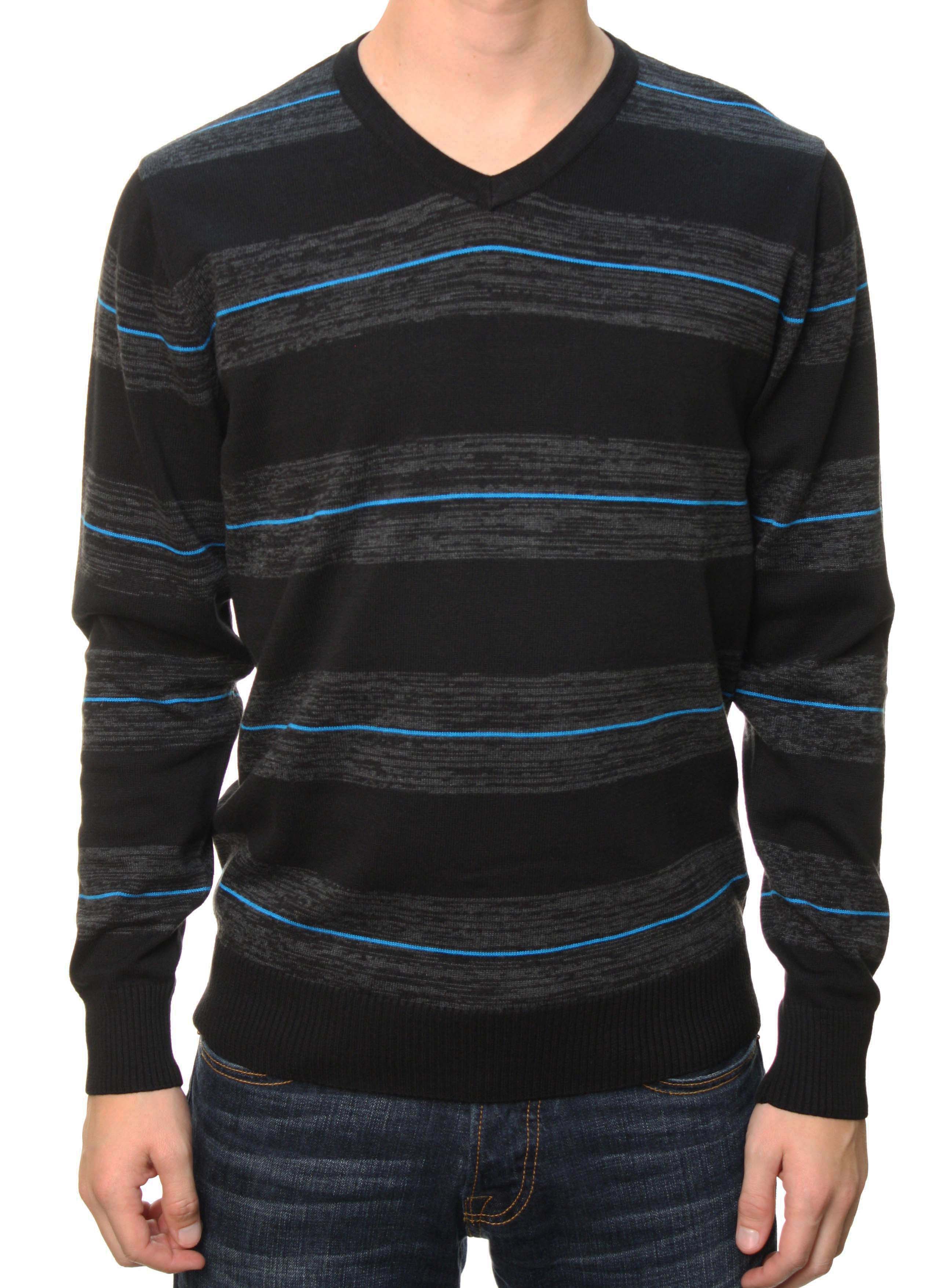 Retrofit Men's Silver Heater Long Sleeve Striped V- Neck Sweater Black at Sears.com