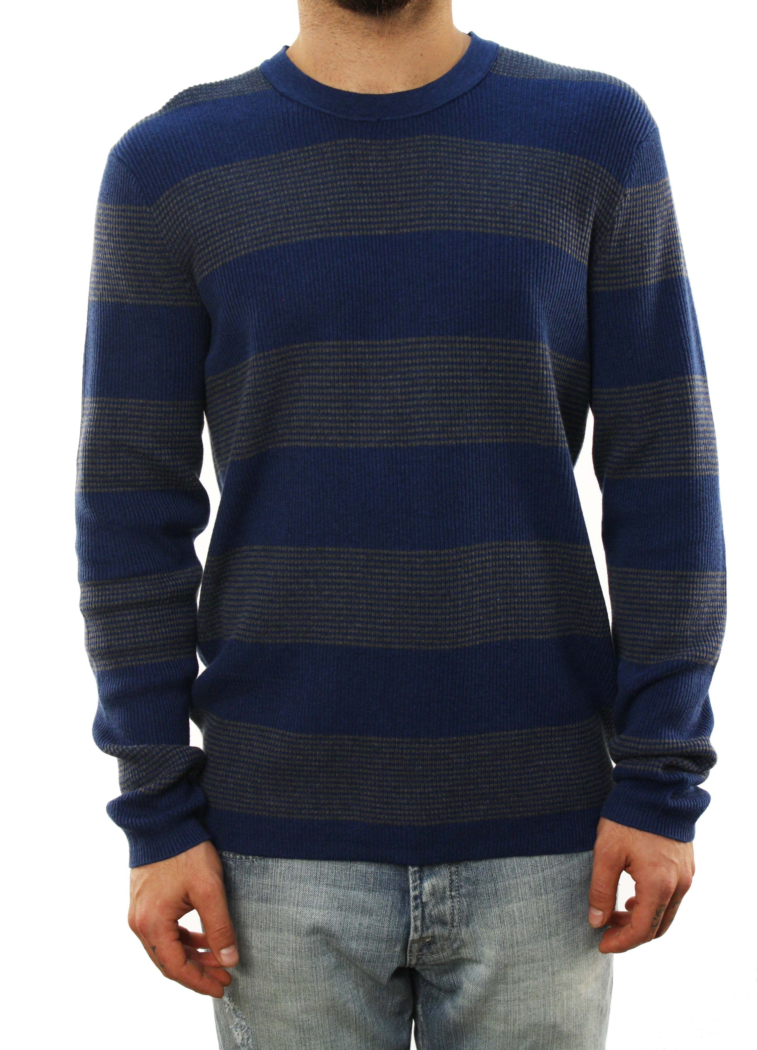 Banana Republic Men's Crew Neck Long Sleeve Thermal Striped Sweater Blue Gray at Sears.com