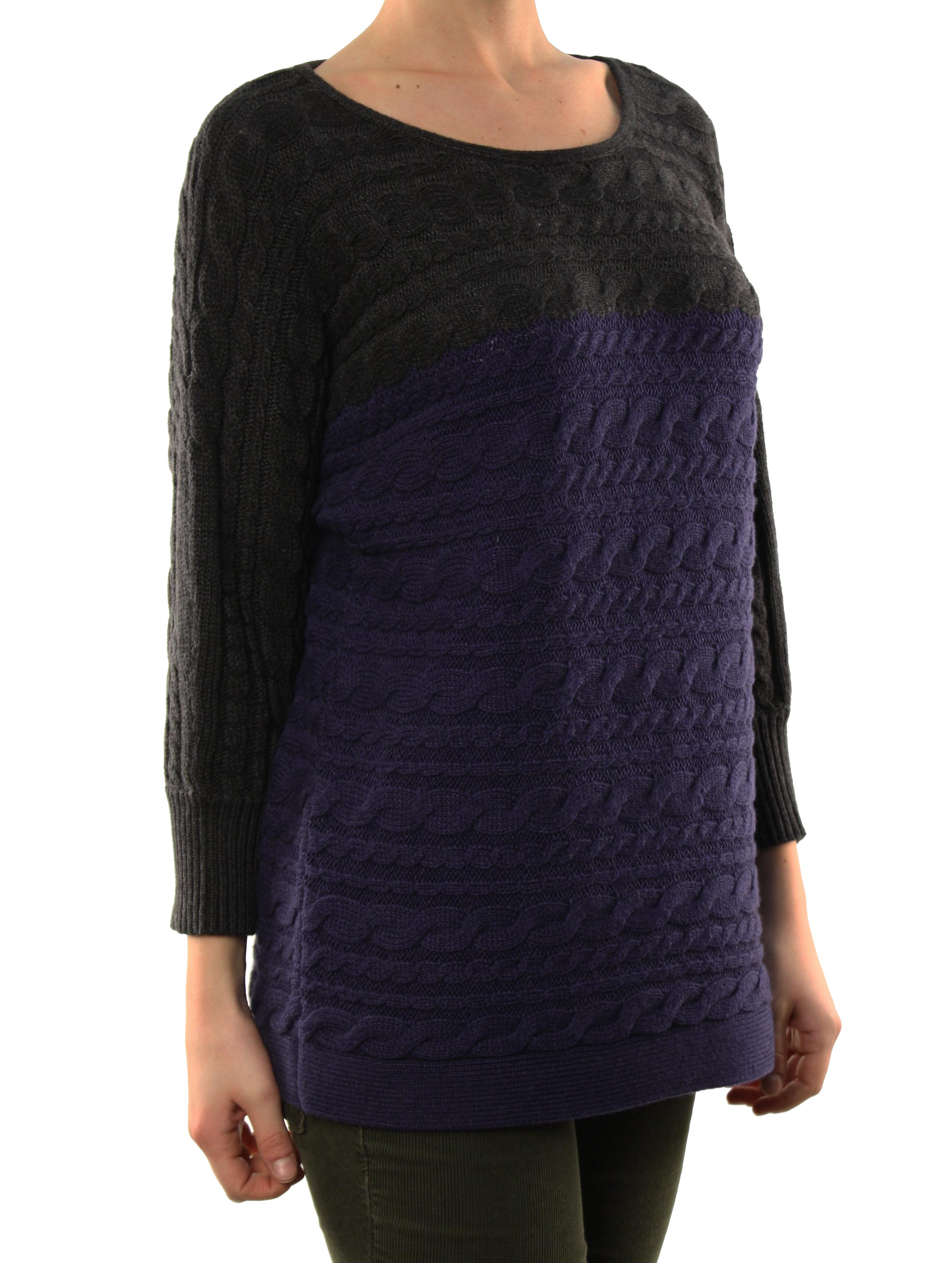 Banana Republic Women's Cable Knit 3/4 Sleeve Rabbit Hair Sweater Blue & Gray at Sears.com
