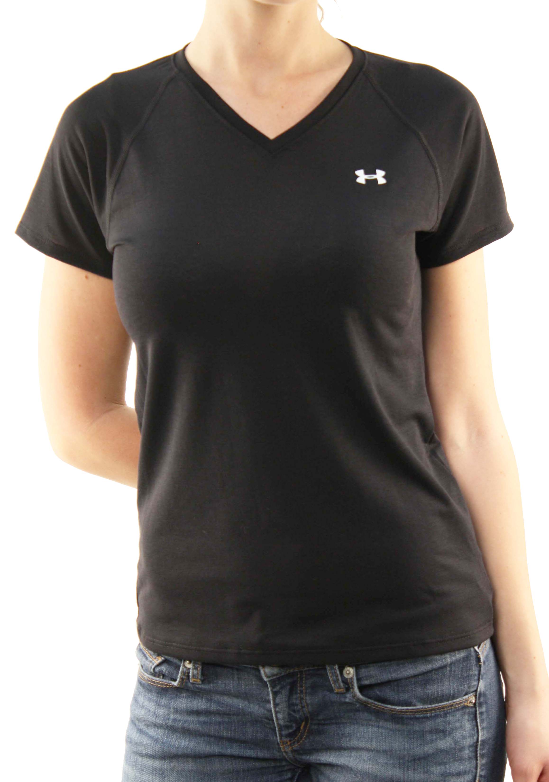 UNDER ARMOUR Womens "Heatgear Black V-Neck" T-Shirt 1001350-001 at Sears.com